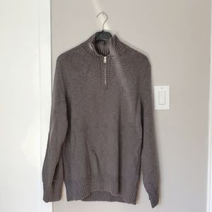 Tommy Hilfiger grey sweater size XL quarter zip pullover cotton linen shirt polo